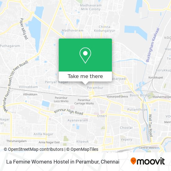 La Femine Womens Hostel in Perambur map