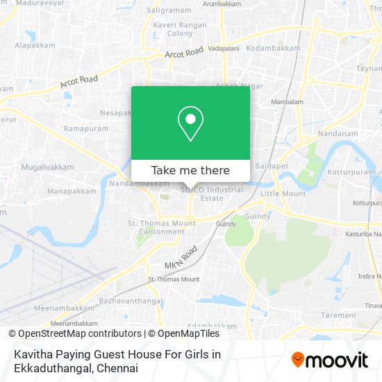 Kavitha Paying Guest House For Girls in Ekkaduthangal map