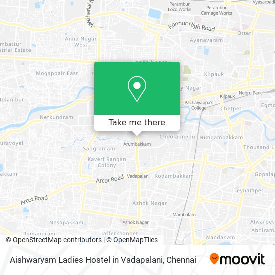 Aishwaryam Ladies Hostel in Vadapalani map