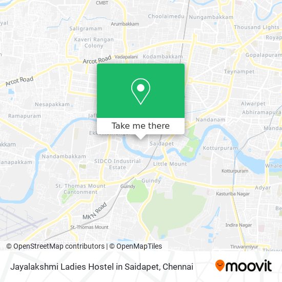 Jayalakshmi Ladies Hostel in Saidapet map