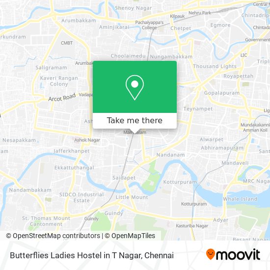 Butterflies Ladies Hostel in T Nagar map