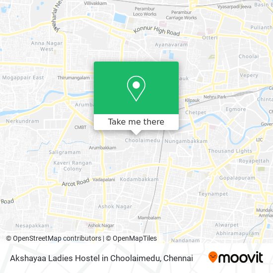 Akshayaa Ladies Hostel in Choolaimedu map