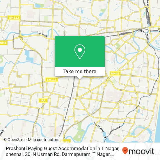 Prashanti Paying Guest Accommodation in T Nagar, chennai, 20, N Usman Rd, Darmapuram, T Nagar, Chen map