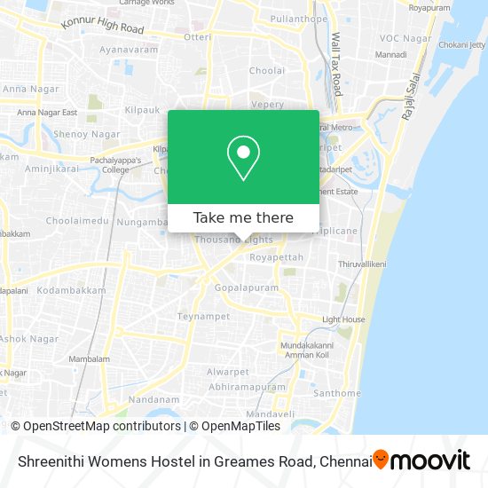 Shreenithi Womens Hostel in Greames Road map