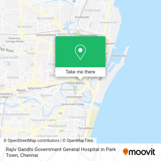 Rajiv Gandhi Government General Hospital in Park Town map