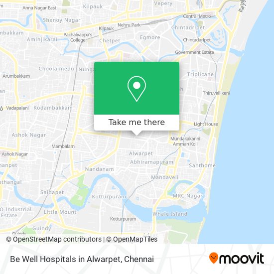 Be Well Hospitals in Alwarpet map