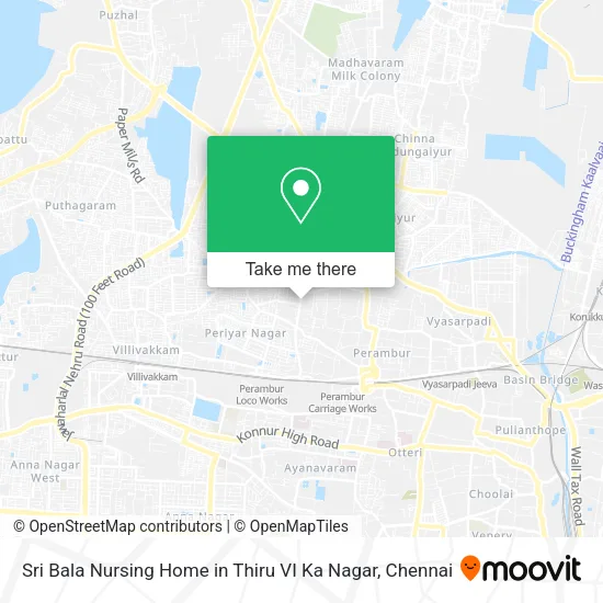 Sri Bala Nursing Home in Thiru VI Ka Nagar map