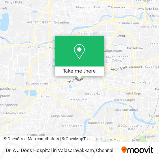 Dr. A J Doss Hospital in Valasaravakkam map