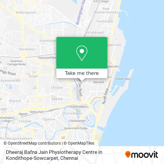 Dheeraj Bafna Jain Physiotherapy Centre in Kondithope-Sowcarpet map