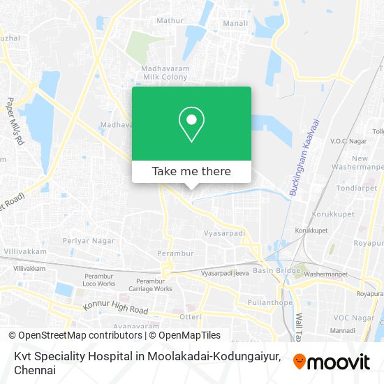 Kvt Speciality Hospital in Moolakadai-Kodungaiyur map