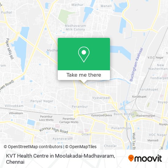 KVT Health Centre in Moolakadai-Madhavaram map