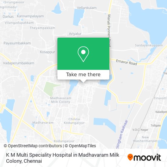 K M Multi Speciality Hospital in Madhavaram Milk Colony map