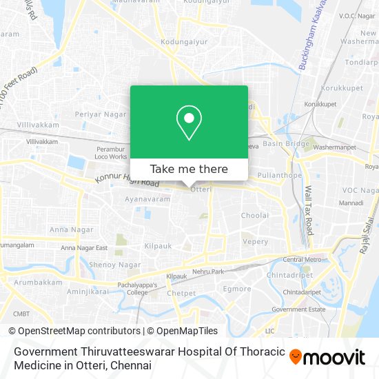 Government Thiruvatteeswarar Hospital Of Thoracic Medicine in Otteri map