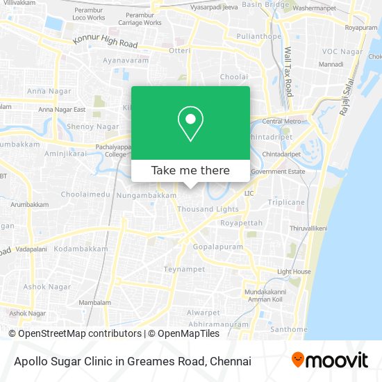 Apollo Sugar Clinic in Greames Road map