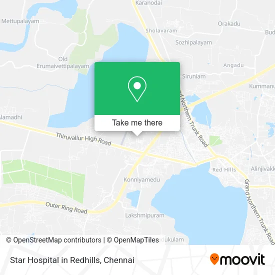 Star Hospital in Redhills map