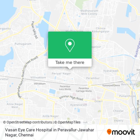 Vasan Eye Care Hospital in Peravallur-Jawahar Nagar map