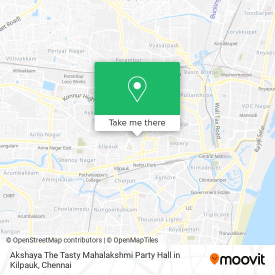 Akshaya The Tasty Mahalakshmi Party Hall in Kilpauk map