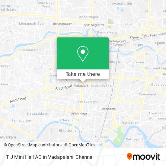 T J Mini Hall AC in Vadapalani map