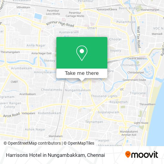 Harrisons Hotel in Nungambakkam map