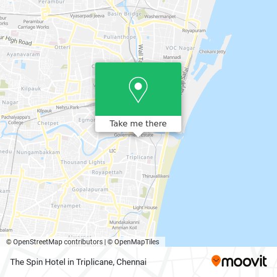 The Spin Hotel in Triplicane map