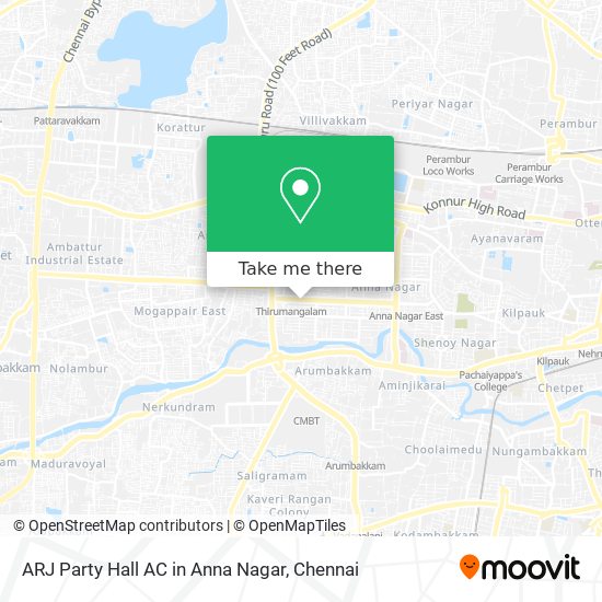 ARJ Party Hall AC in Anna Nagar map
