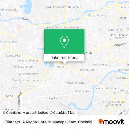 Feathers- A Radha Hotel in Manapakkam map