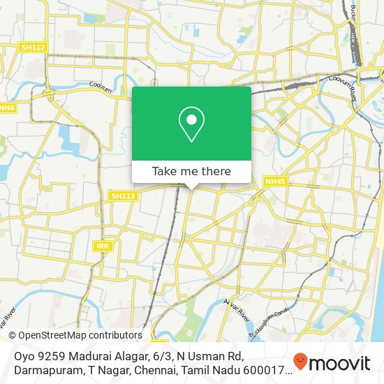 Oyo 9259 Madurai Alagar, 6 / 3, N Usman Rd, Darmapuram, T Nagar, Chennai, Tamil Nadu 600017, India map