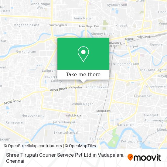 Shree Tirupati Courier Service Pvt Ltd in Vadapalani map