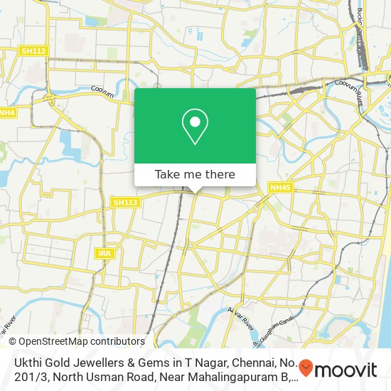 Ukthi Gold Jewellers & Gems in T Nagar, Chennai, No. 201 / 3, North Usman Road, Near Mahalingapuram B map
