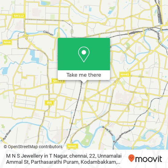 M N S Jewellery in T Nagar, chennai, 22, Unnamalai Ammal St, Parthasarathi Puram, Kodambakkam, Chen map