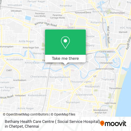 Bethany Health Care Centre ( Social Service Hospital) in Chetpet map