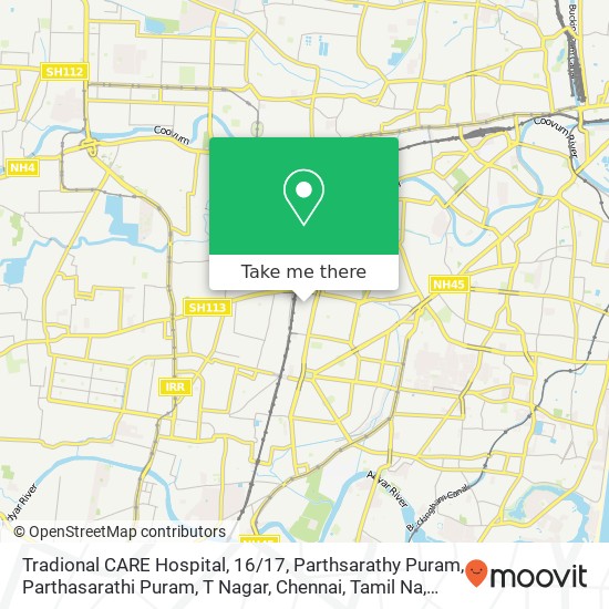 Tradional CARE Hospital, 16 / 17, Parthsarathy Puram, Parthasarathi Puram, T Nagar, Chennai, Tamil Na map