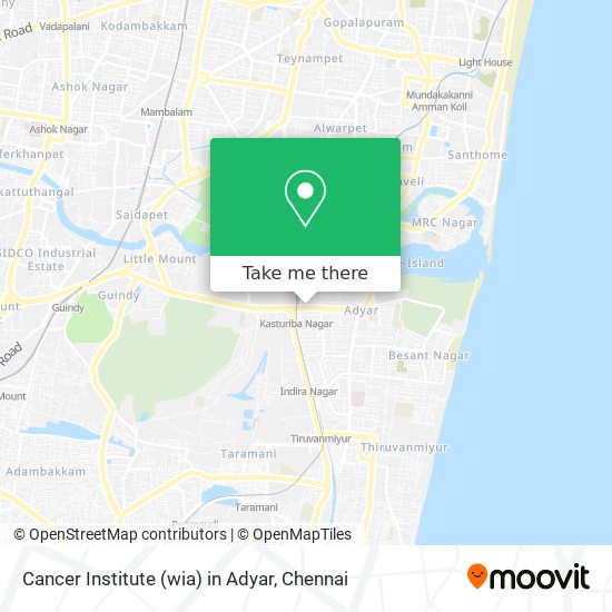 Cancer Institute (wia) in Adyar map