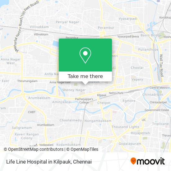 Life Line Hospital in Kilpauk map