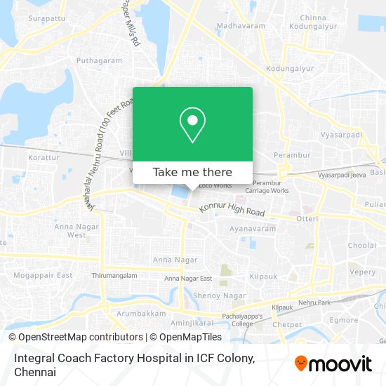 Integral Coach Factory Hospital in ICF Colony map
