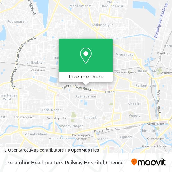 Perambur Headquarters Railway Hospital map