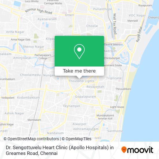 Dr. Sengottuvelu Heart Clinic (Apollo Hospitals) in Greames Road map