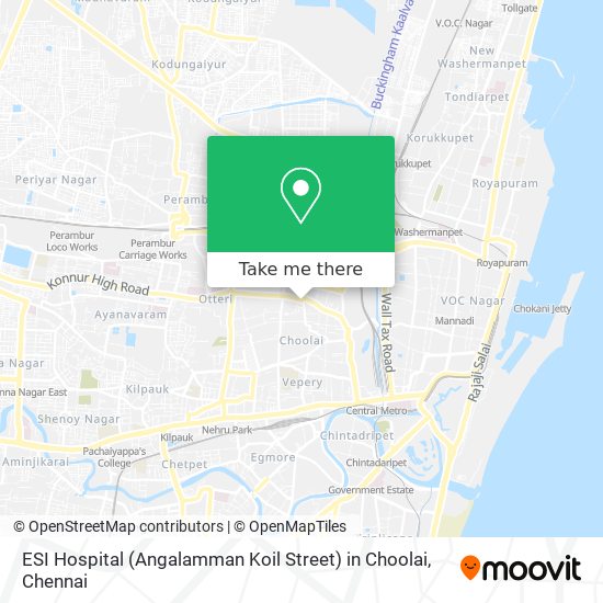 ESI Hospital (Angalamman Koil Street) in Choolai map