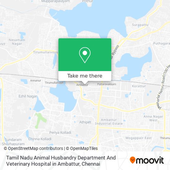 How to get to Tamil Nadu Animal Husbandry Department And Veterinary Hospital  in Ambattur in Saidapet by Bus or Train?
