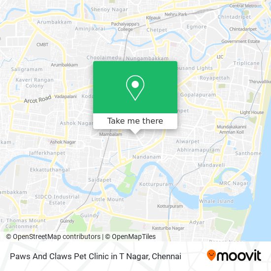 Paws And Claws Pet Clinic in T Nagar map