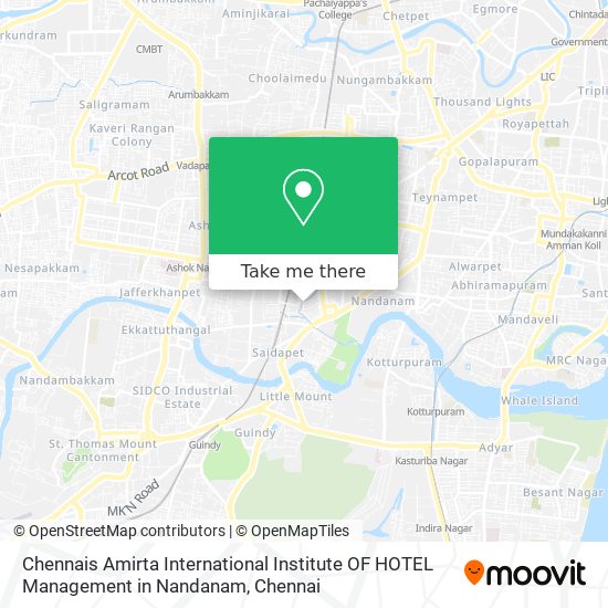 Chennais Amirta International Institute OF HOTEL Management in Nandanam map