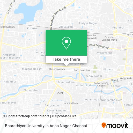 Bharathiyar University in Anna Nagar map