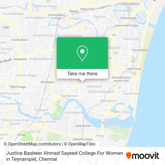 Justice Basheer Ahmed Sayeed College For Women in Teynampet map