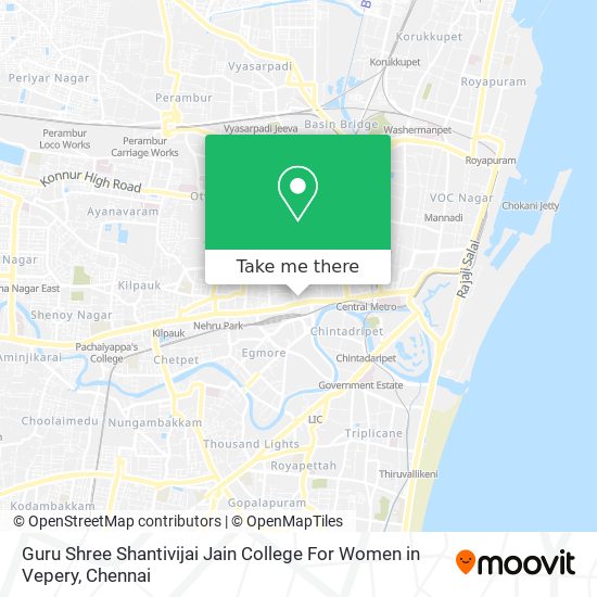 Guru Shree Shantivijai Jain College For Women in Vepery map
