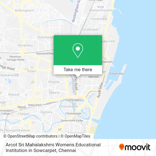 Arcot Sri Mahalakshmi Womens Educational Institution in Sowcarpet map