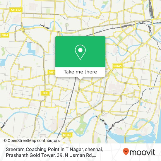 Sreeram Coaching Point in T Nagar, chennai, Prashanth Gold Tower, 39, N Usman Rd, Parthasarathi Pur map