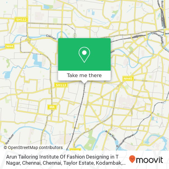 Arun Tailoring Institute Of Fashion Designing in T Nagar, Chennai, Chennai, Taylor Estate, Kodambak map