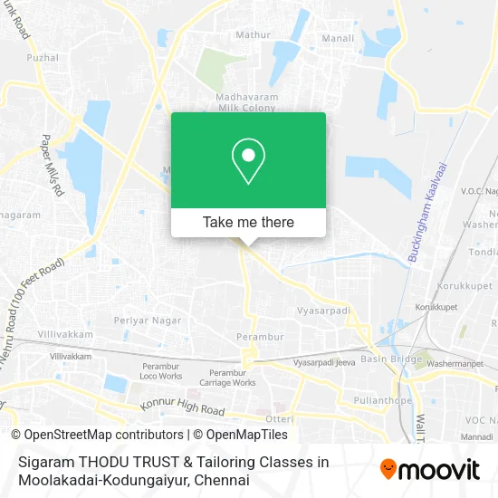 Sigaram THODU TRUST & Tailoring Classes in Moolakadai-Kodungaiyur map