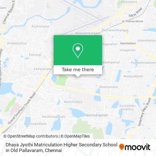 Dhaya Jyothi Matriculation Higher Secondary School in Old Pallavaram map
