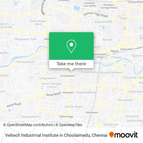 Veltech Industrrial Institute in Choolaimedu map